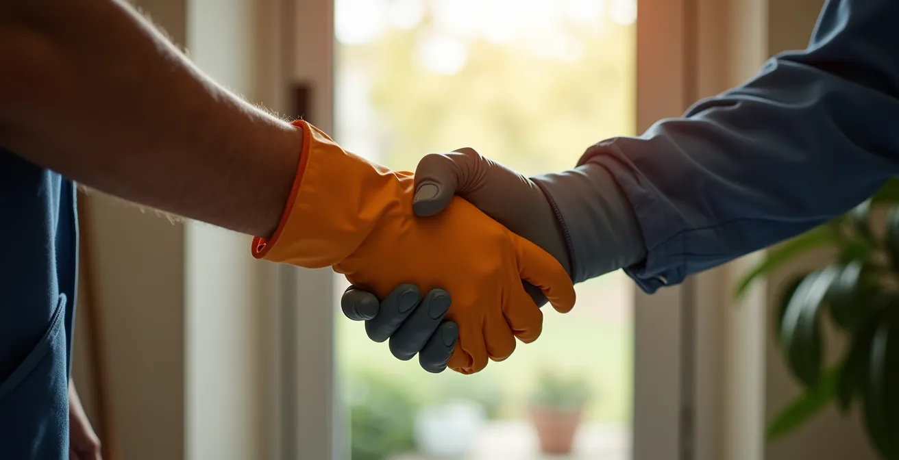 Poignée de main entre professionnel et client après diagnostic